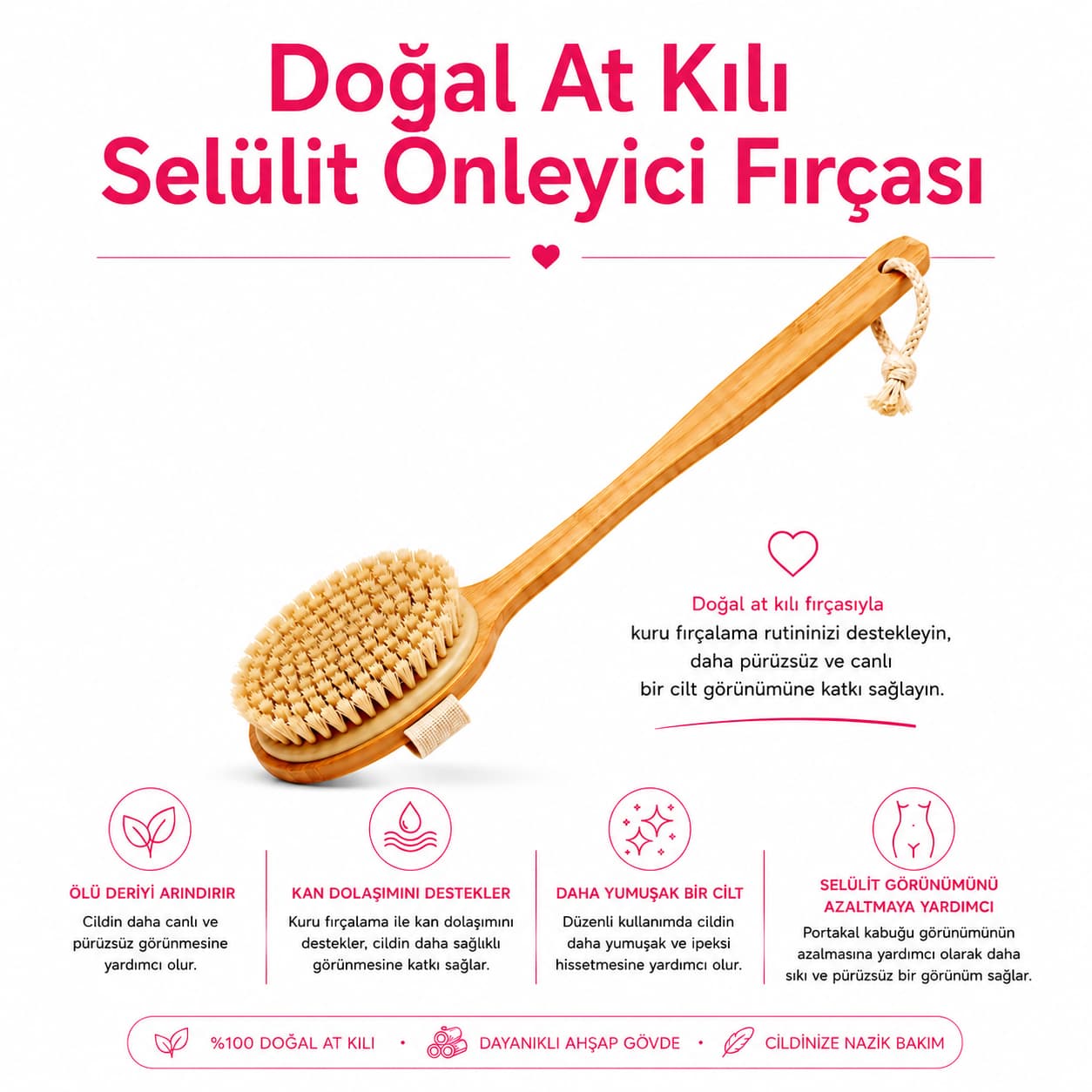 Doğal At Kılı Selülit Önleyici Fırça