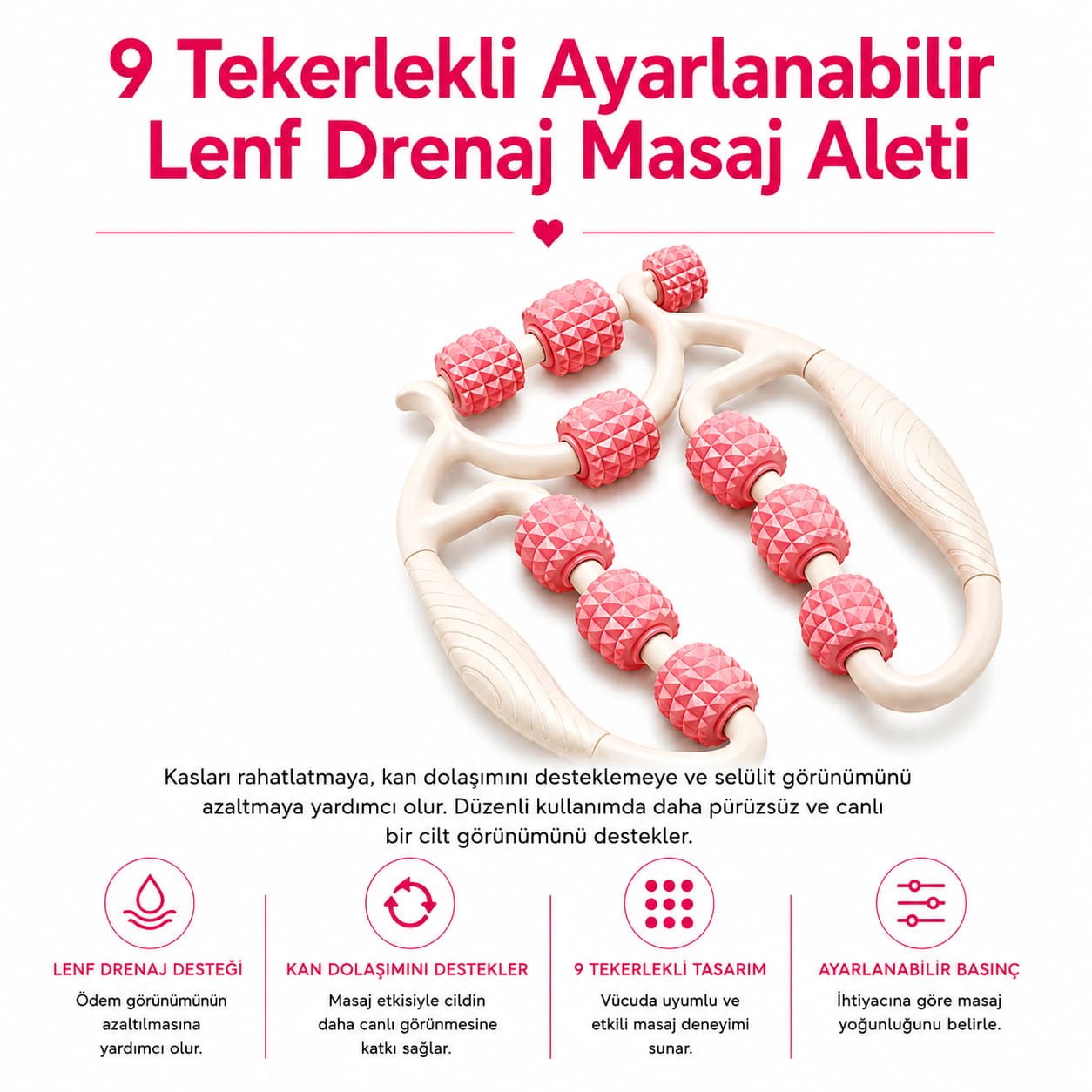 9 Tekerlekli Ayarlanabilir Lenf Drenaj Masaj Aleti