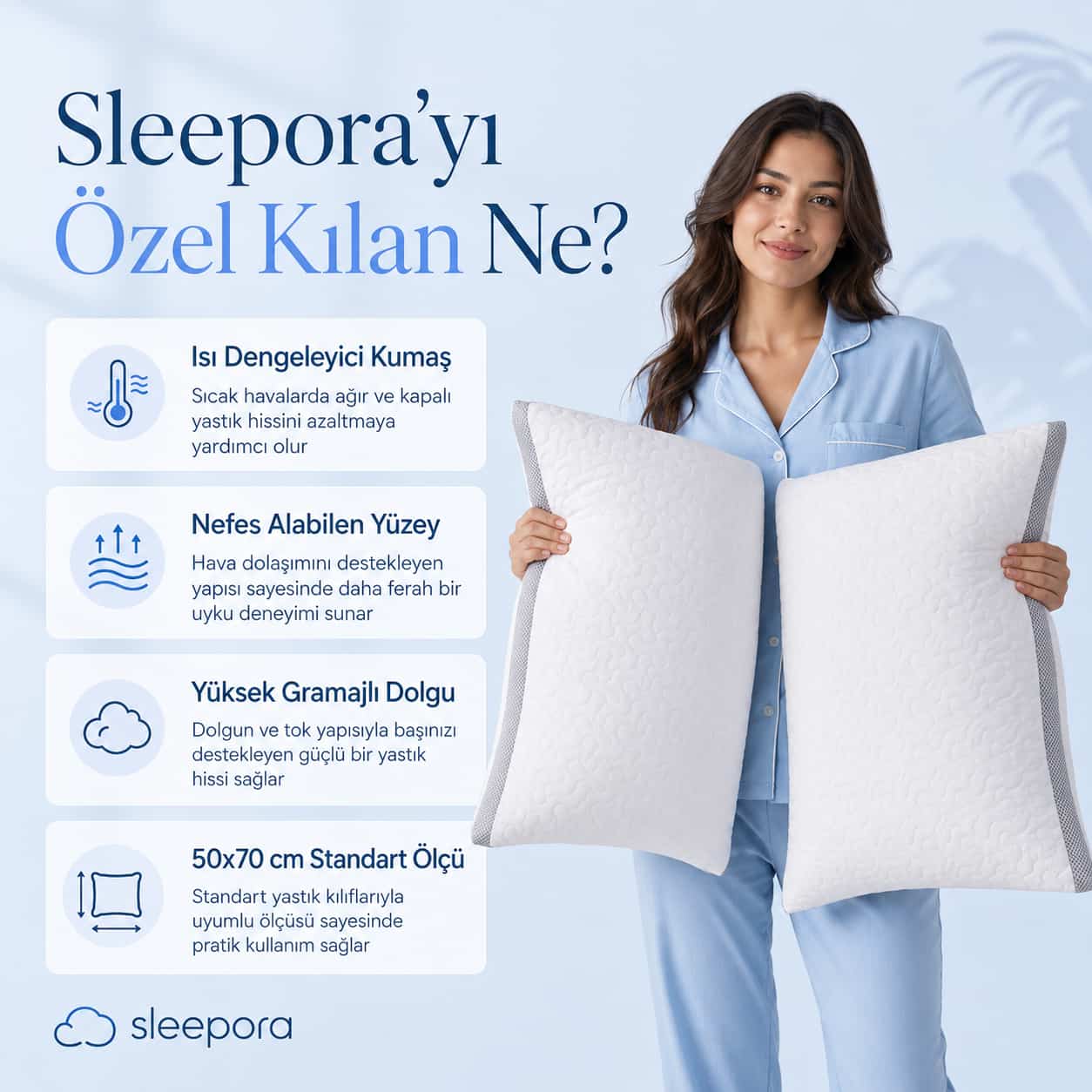 Klimalı Silikon Yastık - Gece Boyu Yastık Çevirmeye Son Verin